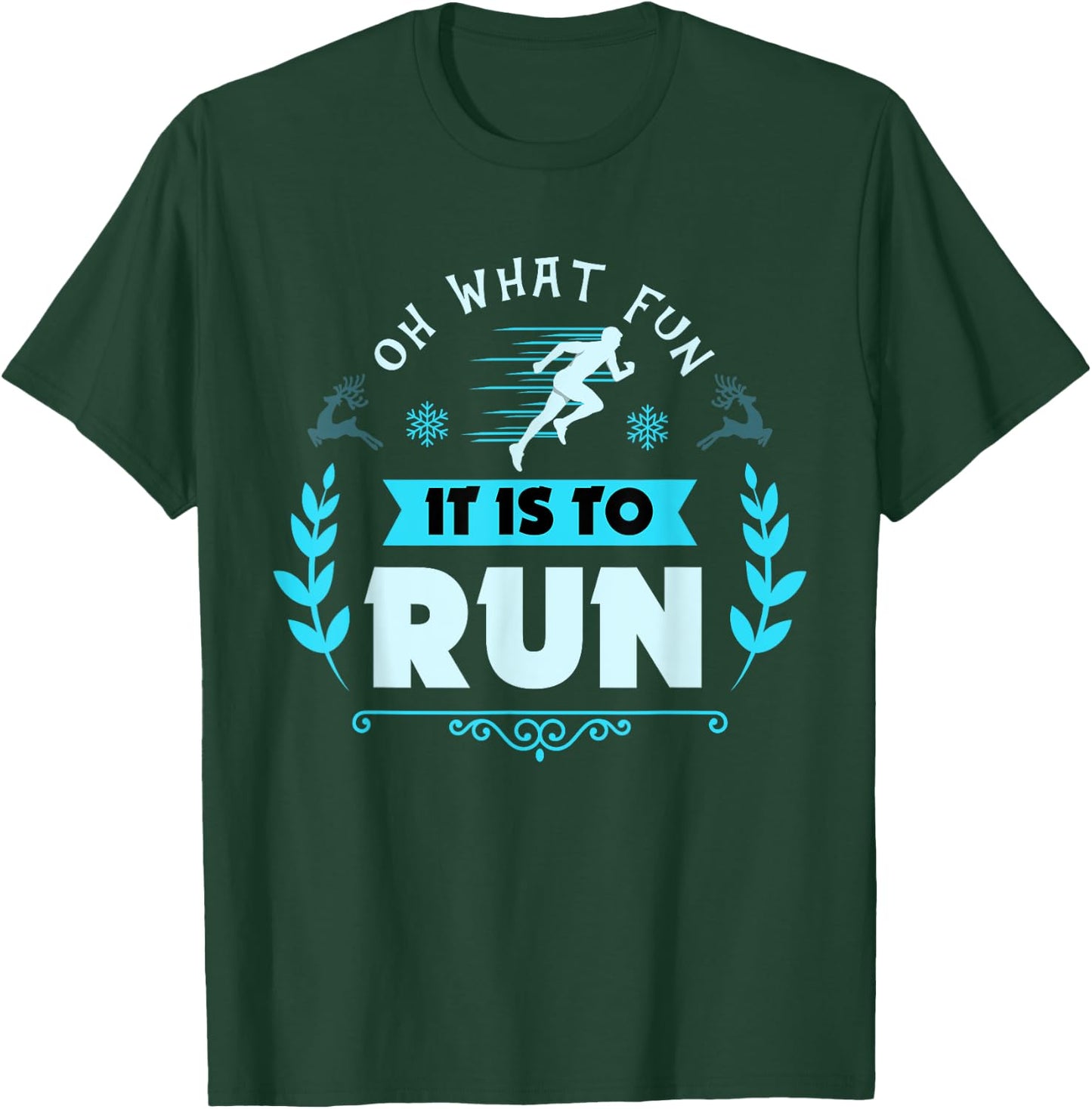 Funny Oh What Fun It Is To Run Cross Country Christmas Gift T-Shirt - T-Shirt | Forest
