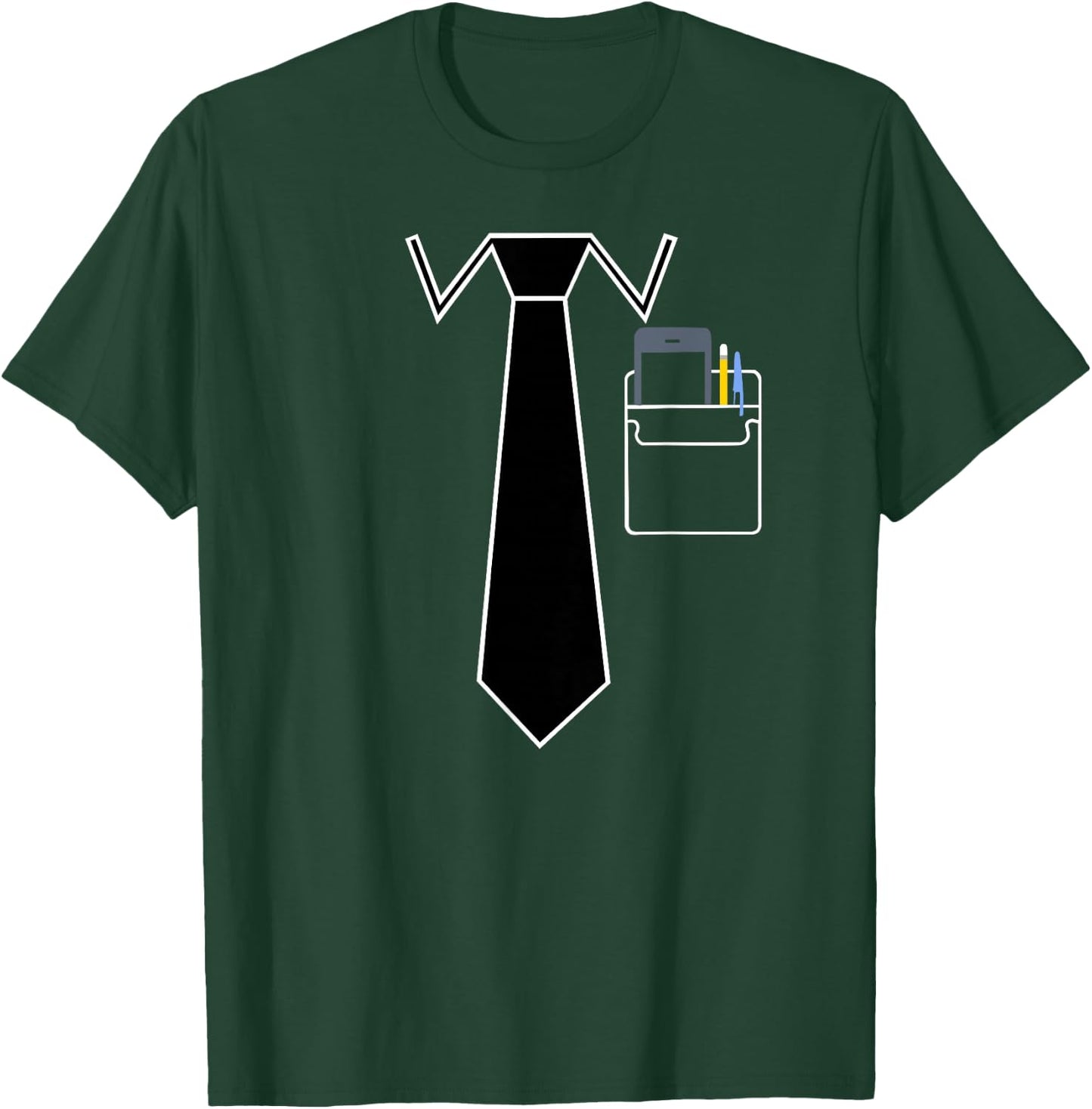 Tie With Pocket Protector Funny Nerd T-Shirt - T-Shirt | Forest