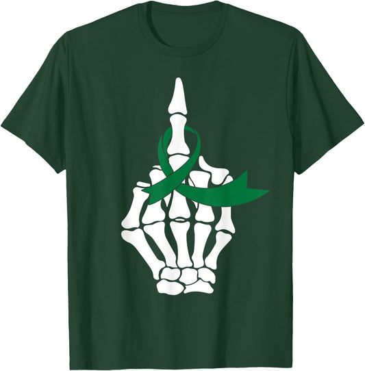 Fuck Liver Cancer Middle Finger Green Ribbon Shirt T-Shirt - T-Shirt | Forest