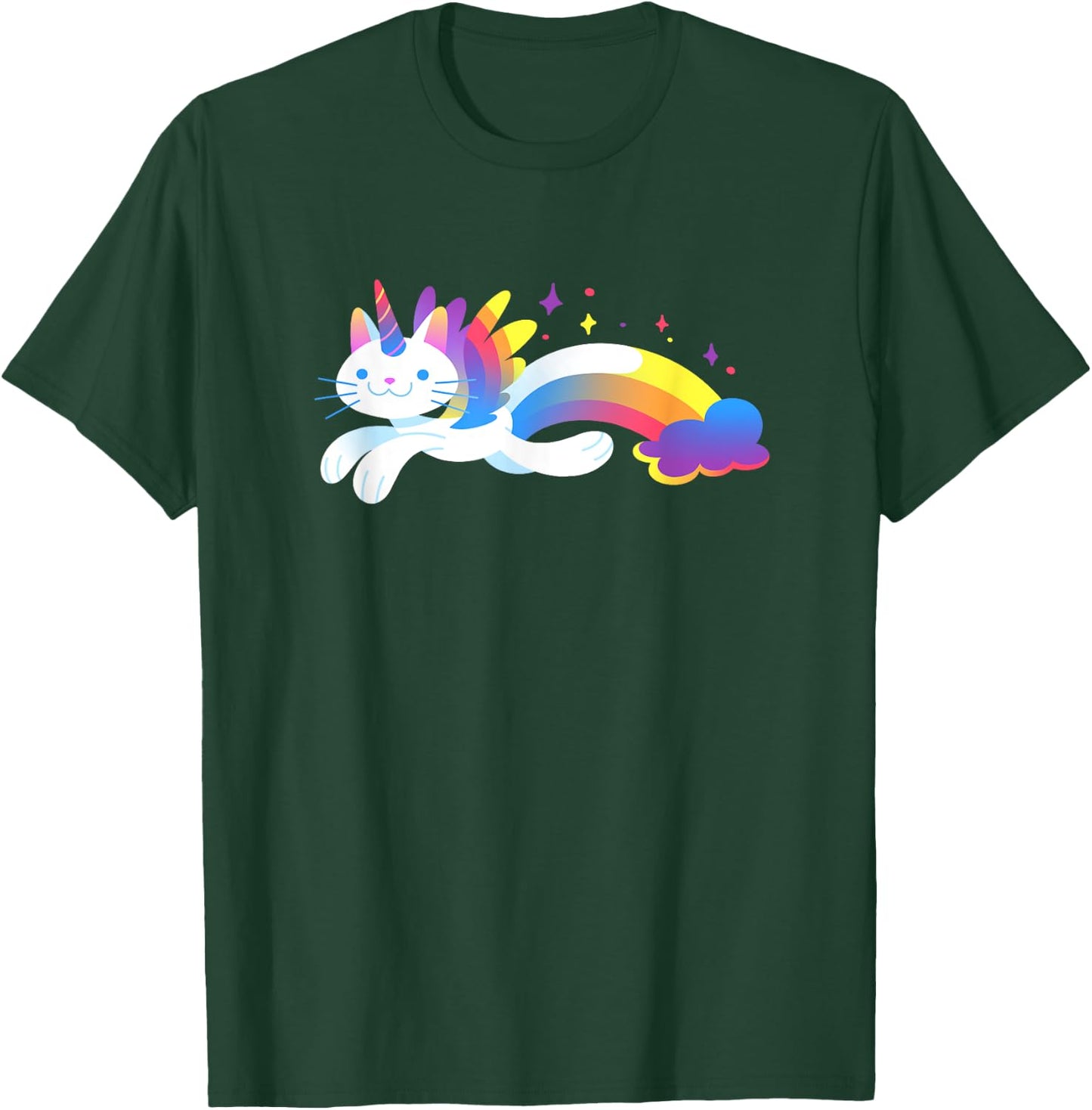 Unicorn Kitty Rainbow - Flying Unicat Caticorn Women Girls Kids T-Shirt - T-Shirt | Forest