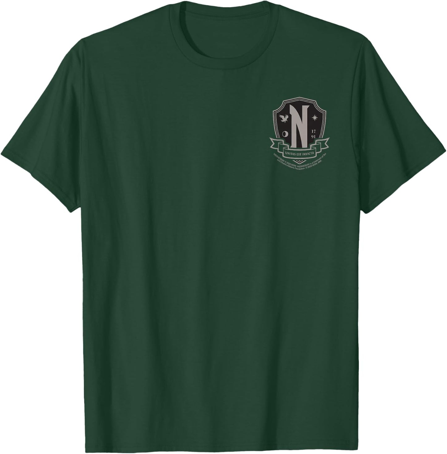 Wednesday Halloween Nevermore Crest Pocket Logo Costume Alt T-Shirt - T-Shirt | Forest