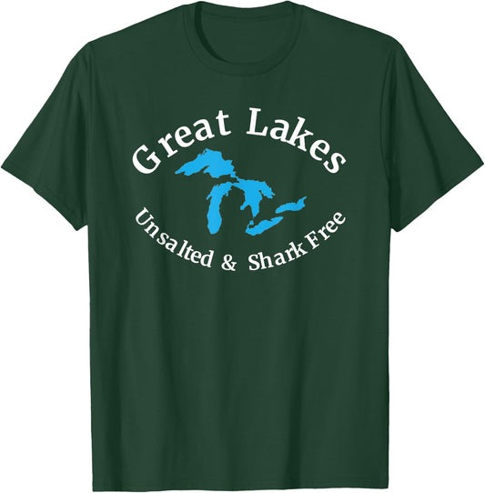 Great Lakes Unsalted & Shark Free T-Shirt - T-Shirt | Forest