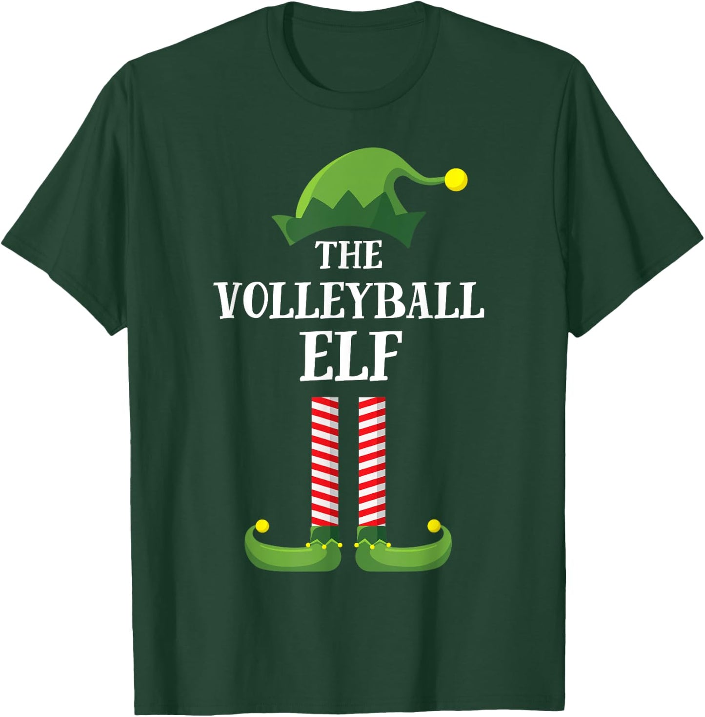 Volleyball Elf Matching Family Group Christmas Party Pyjamas T-Shirt - T-Shirt | Forest
