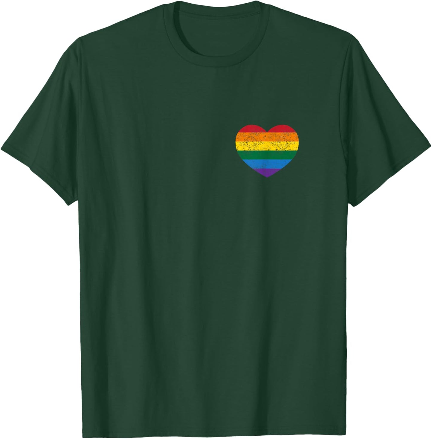 Vintage Distressed Gay Pride Heart (Gay Flag Shirt) T-Shirt - T-Shirt | Forest