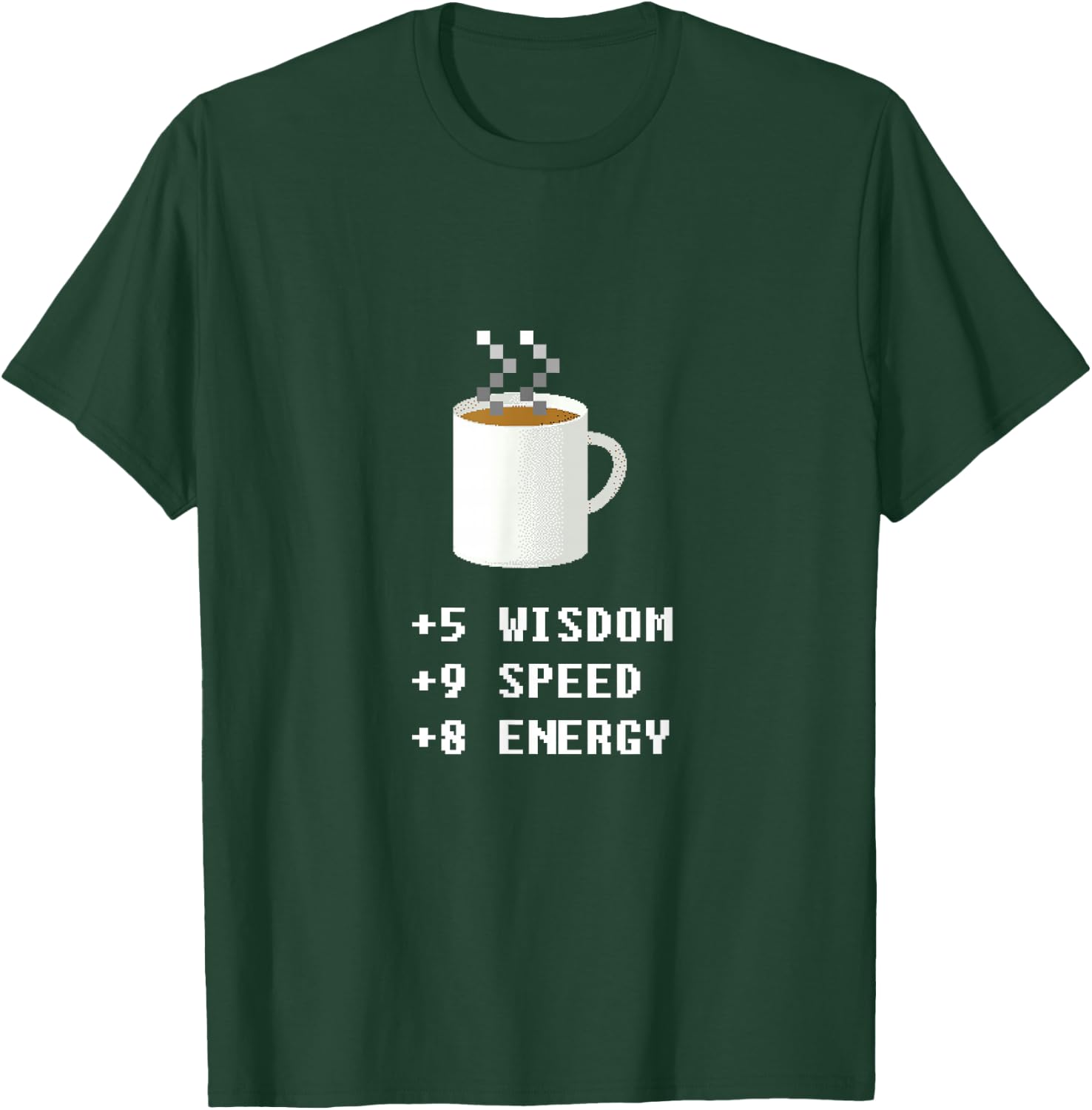 Caffeine Lover 8 Bit Pixel Coffee Gamer Retro Video Game T-Shirt - T-Shirt | Forest