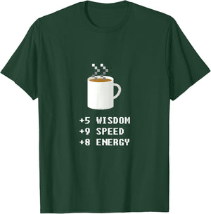 Caffeine Lover 8 Bit Pixel Coffee Gamer Retro Video Game T-Shirt - T-Shirt | Forest