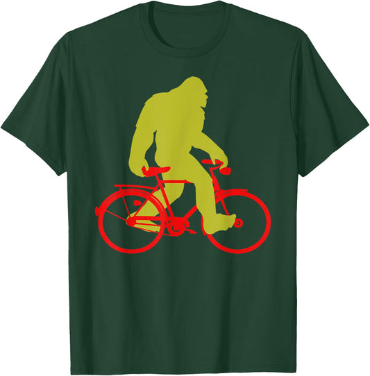 Bigfoot Riding Bicycle Shirt, Funny Cute Sasquatch Bike Gift T-Shirt - T-Shirt | Forest