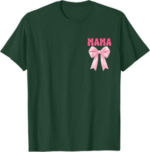 Mama Birthday Girl Matching Coquette Pink Bow T-Shirt - T-Shirt | Forest