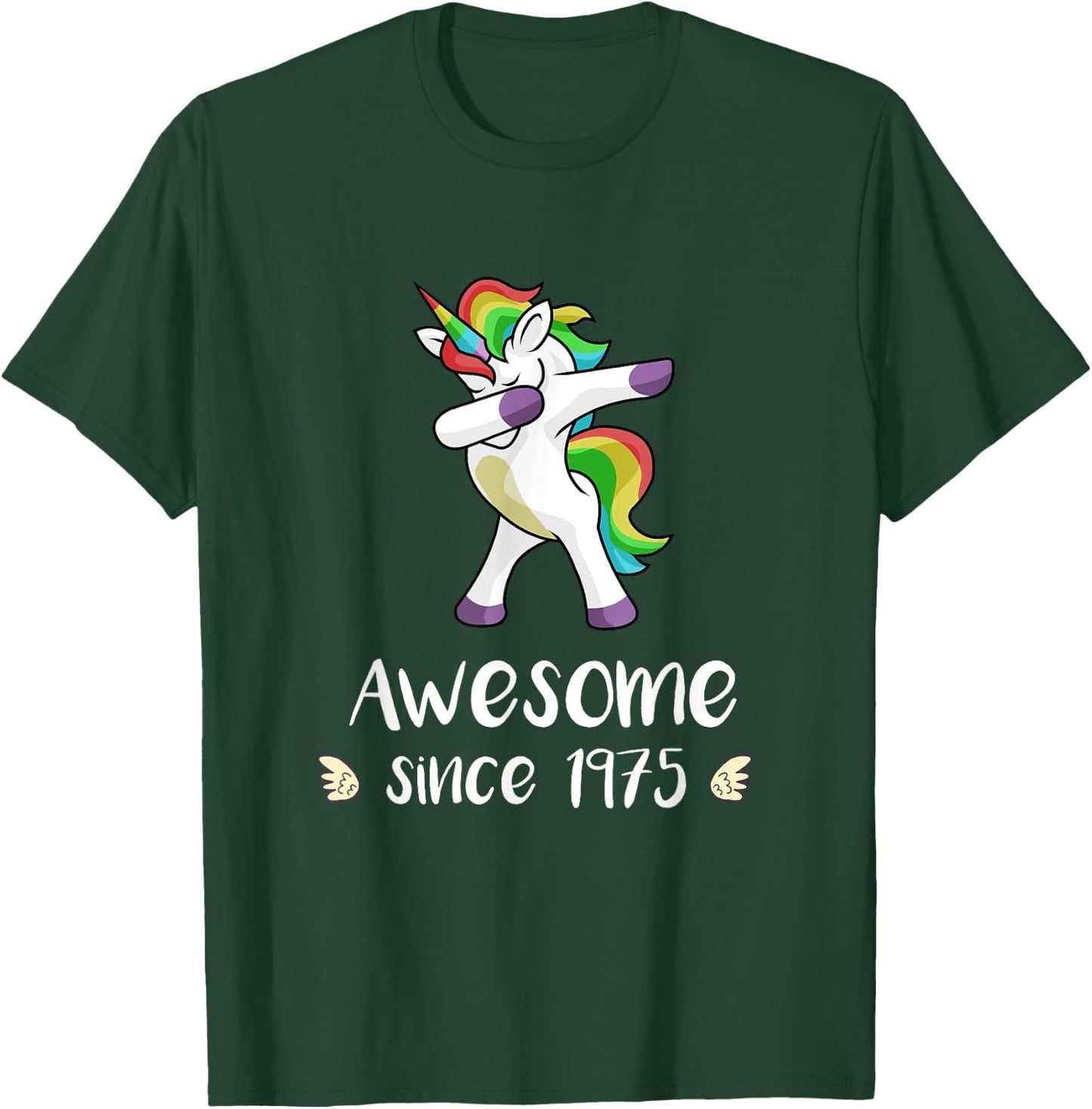Awesome Since 1975 Cute Unicorn 43rd Birthday Gift T-Shirt - T-Shirt | Forest