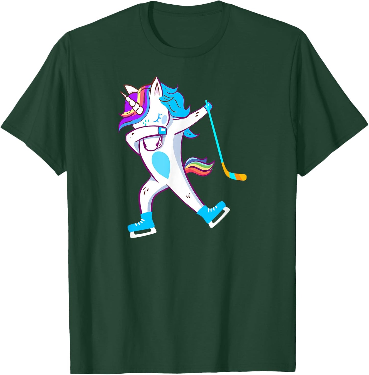 Dabbing Hockey Unicorn Puck Kids Boys Girls Cool Ice Hockey T-Shirt - T-Shirt | Forest