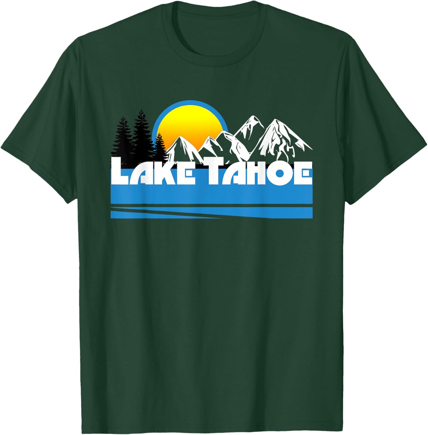 Lake Tahoe Retro 80s California & Nevada Ski T-Shirt - T-Shirt | Forest