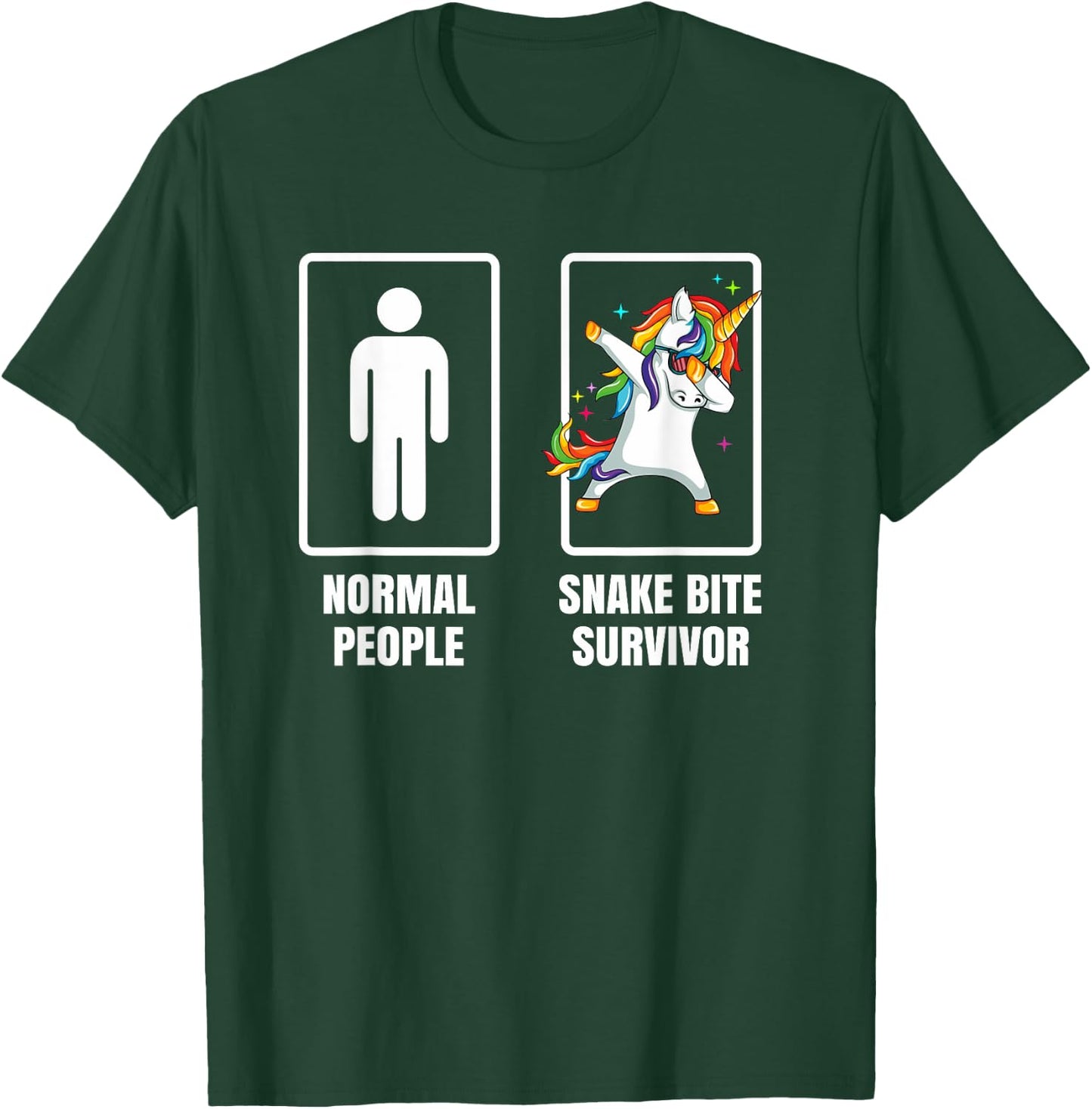 Funny Dabbing Unicorn Snake Bite Survivor Humor Joke Gift T-Shirt - T-Shirt | Forest
