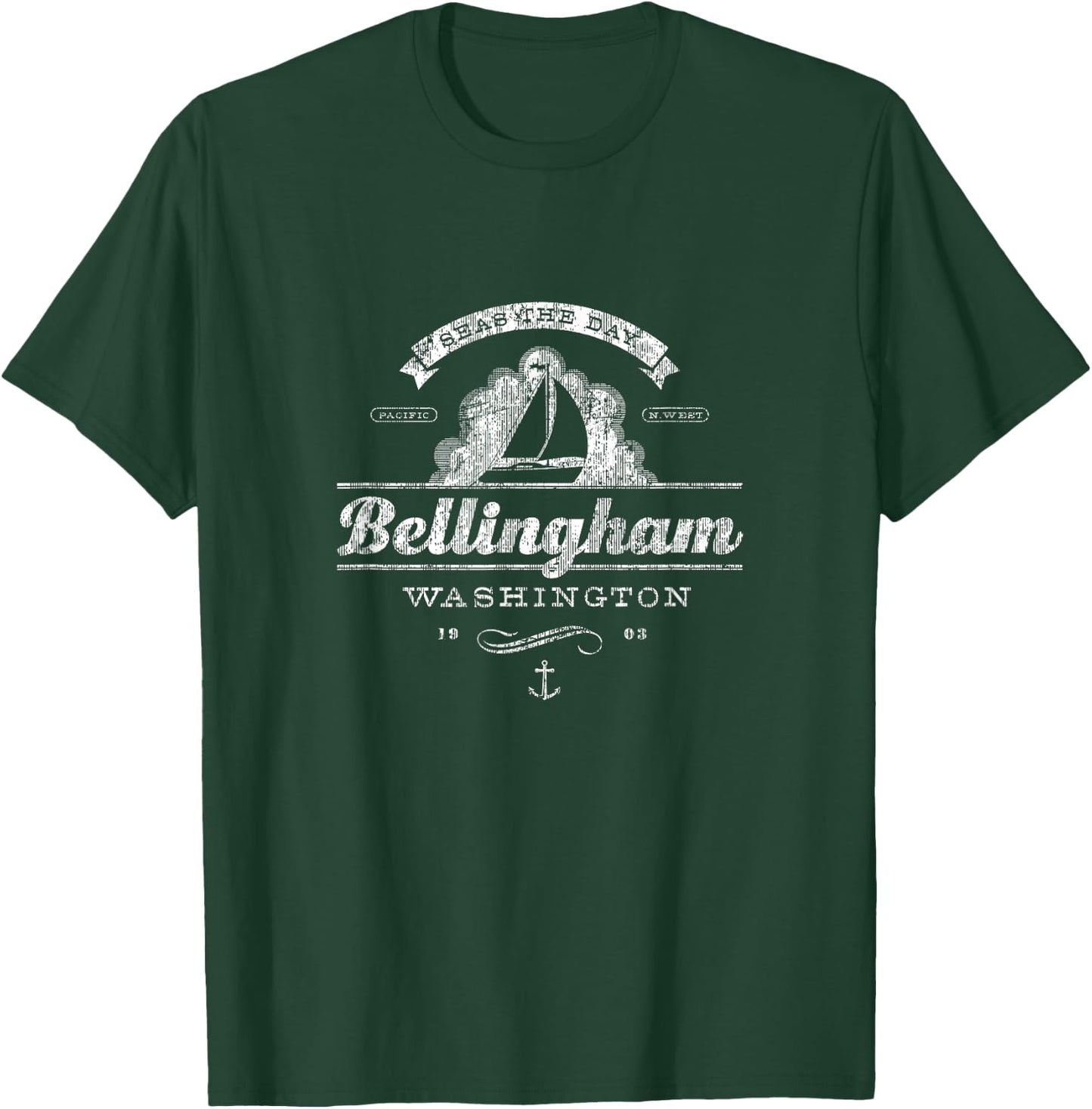 Bellingham WA Sailboat Vintage Nautical Throwback T-Shirt - T-Shirt | Forest