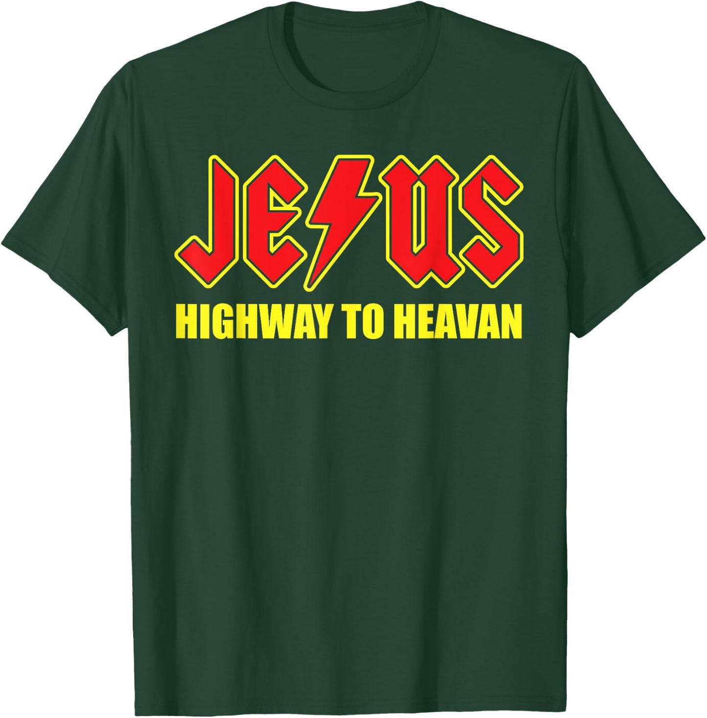 Jesus Highway To Heaven T Shirt -Superhero Jesus Christian T T-Shirt - T-Shirt | Forest