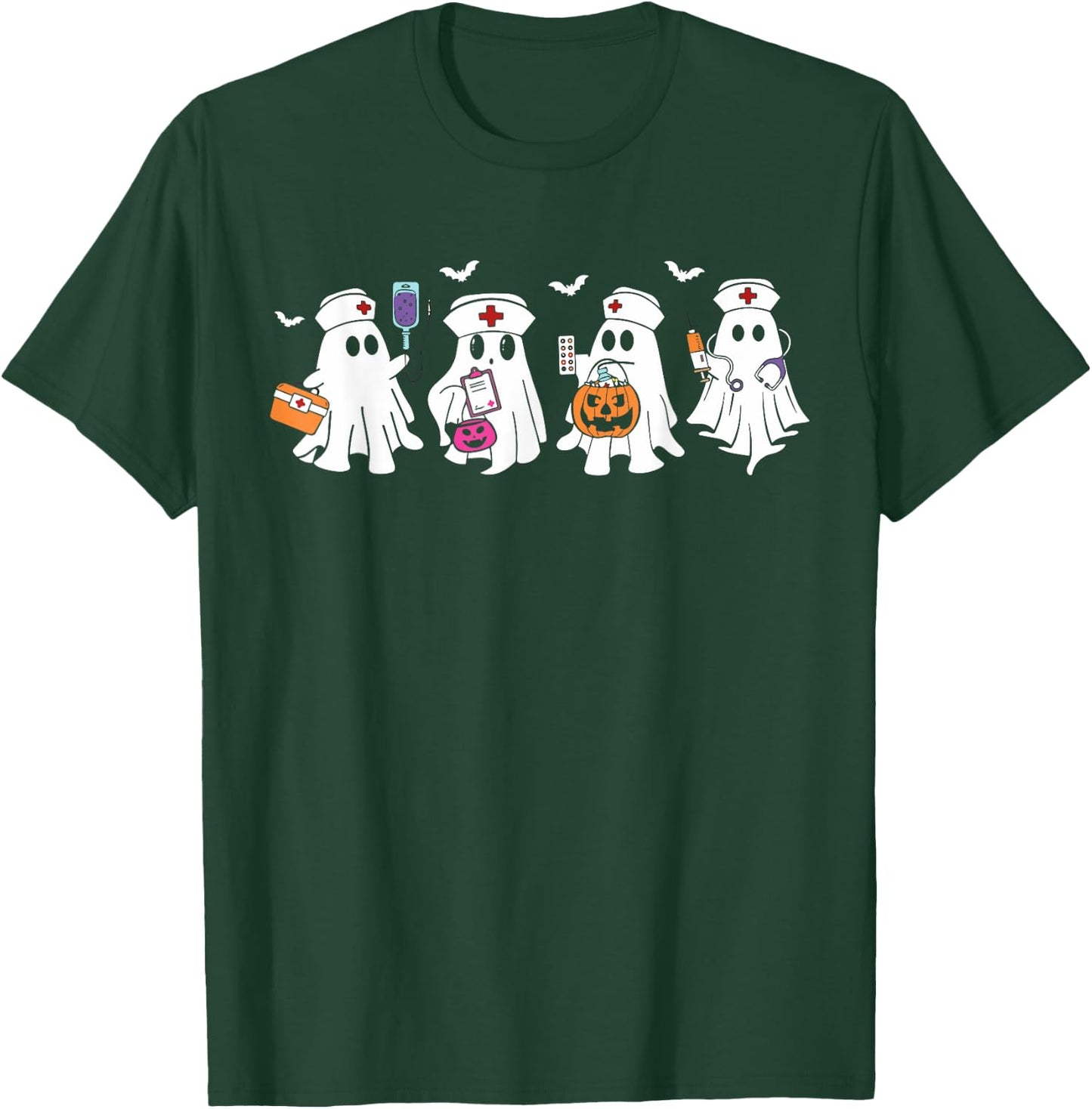 Ghost Nurse Halloween Crew Funny Scrub ER RN Nursing Student T-Shirt - T-Shirt | Forest