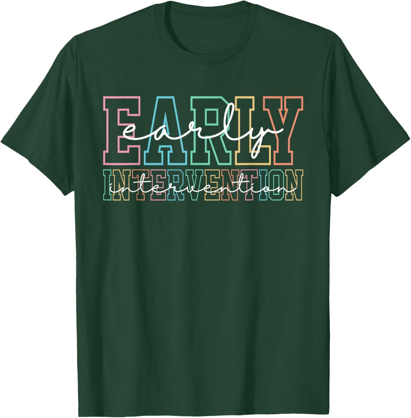 Retro Early Intervention Teacher Intervention Specialist T-Shirt - T-Shirt | Forest