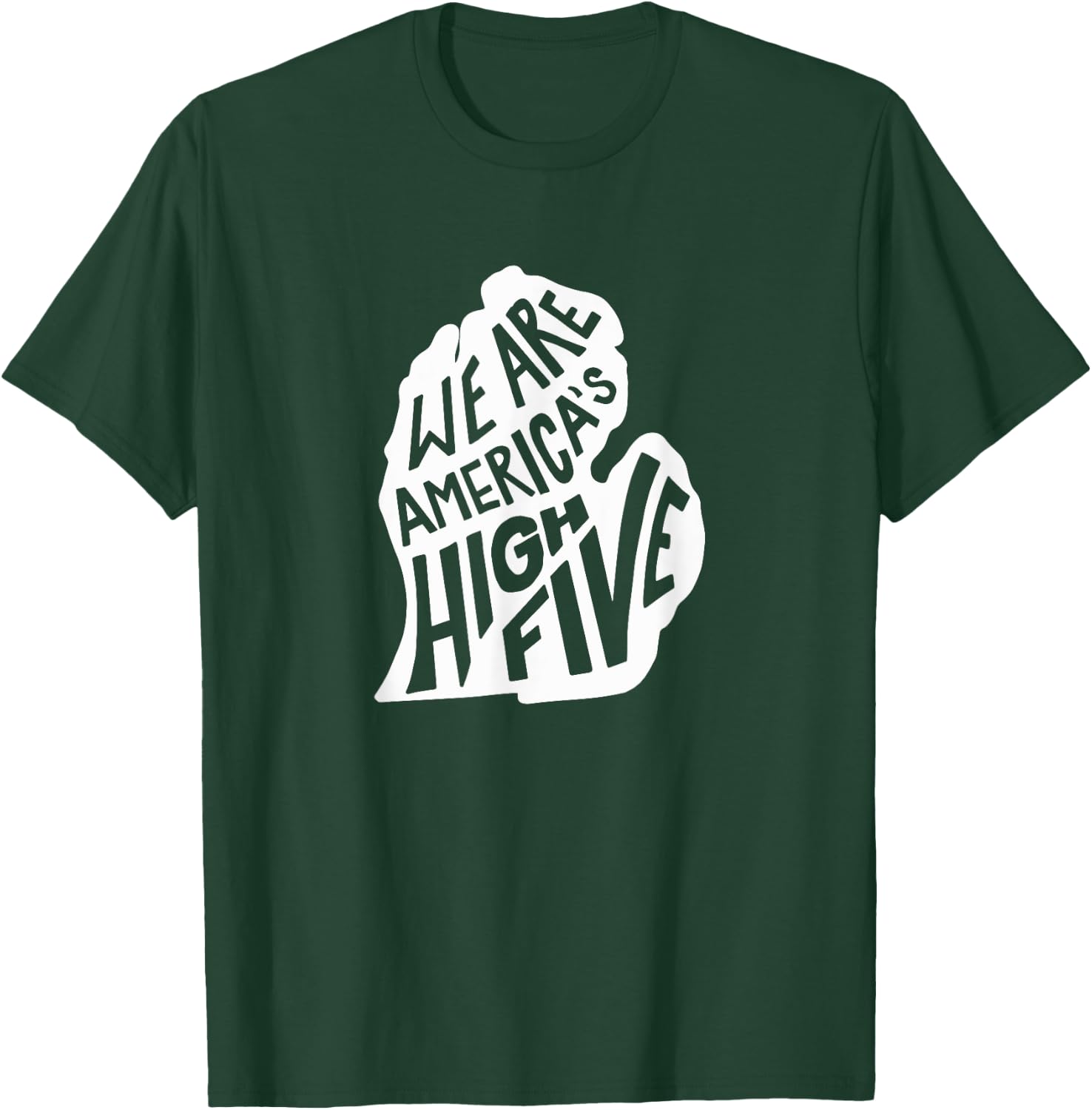 Michigan America's High Five - Retro Distressed T-Shirt - T-Shirt | Forest