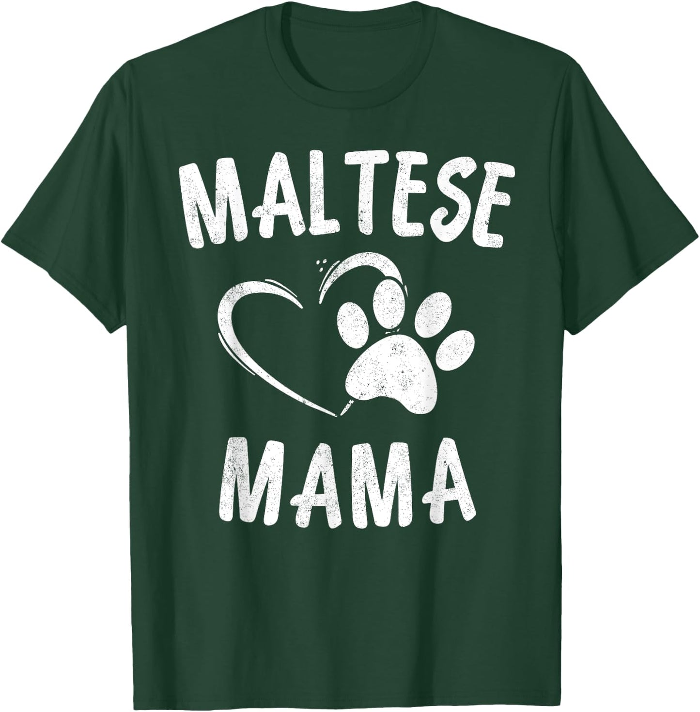 Fun Maltese Mama Gift Pet Lover Apparel Sleeve Dog Mom Women Kids T-Shirt - T-Shirt | Forest