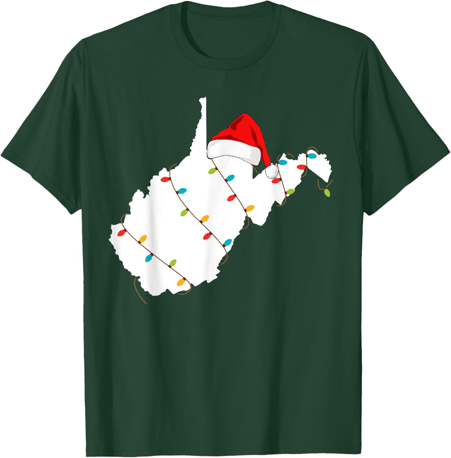 West Virginia Map Christmas With Santa Hat T-Shirt - T-Shirt | Forest