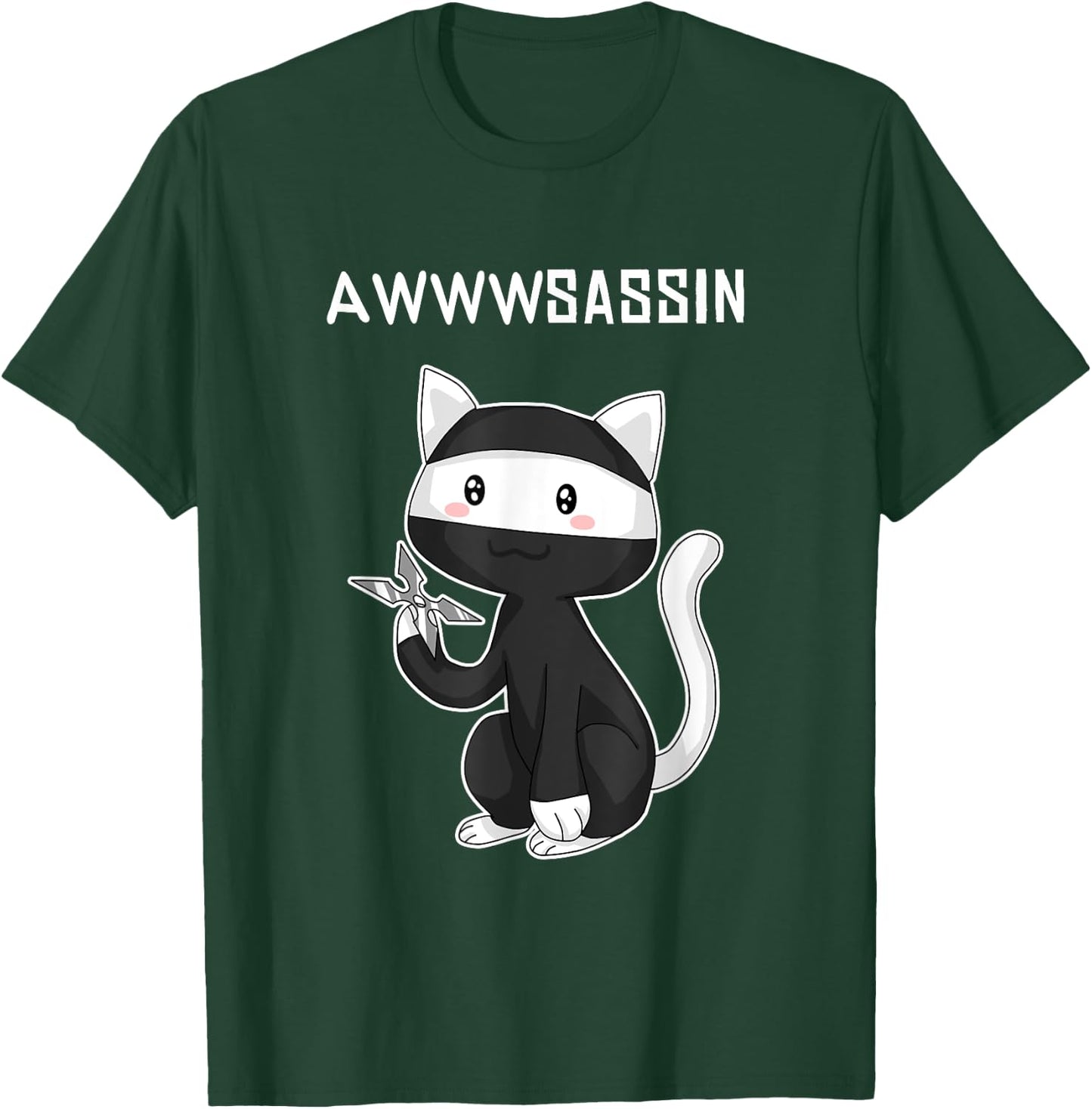 Awwsassin Funny Ninja Kitty Cat Assassin Pun T Shirt T-Shirt - T-Shirt | Forest