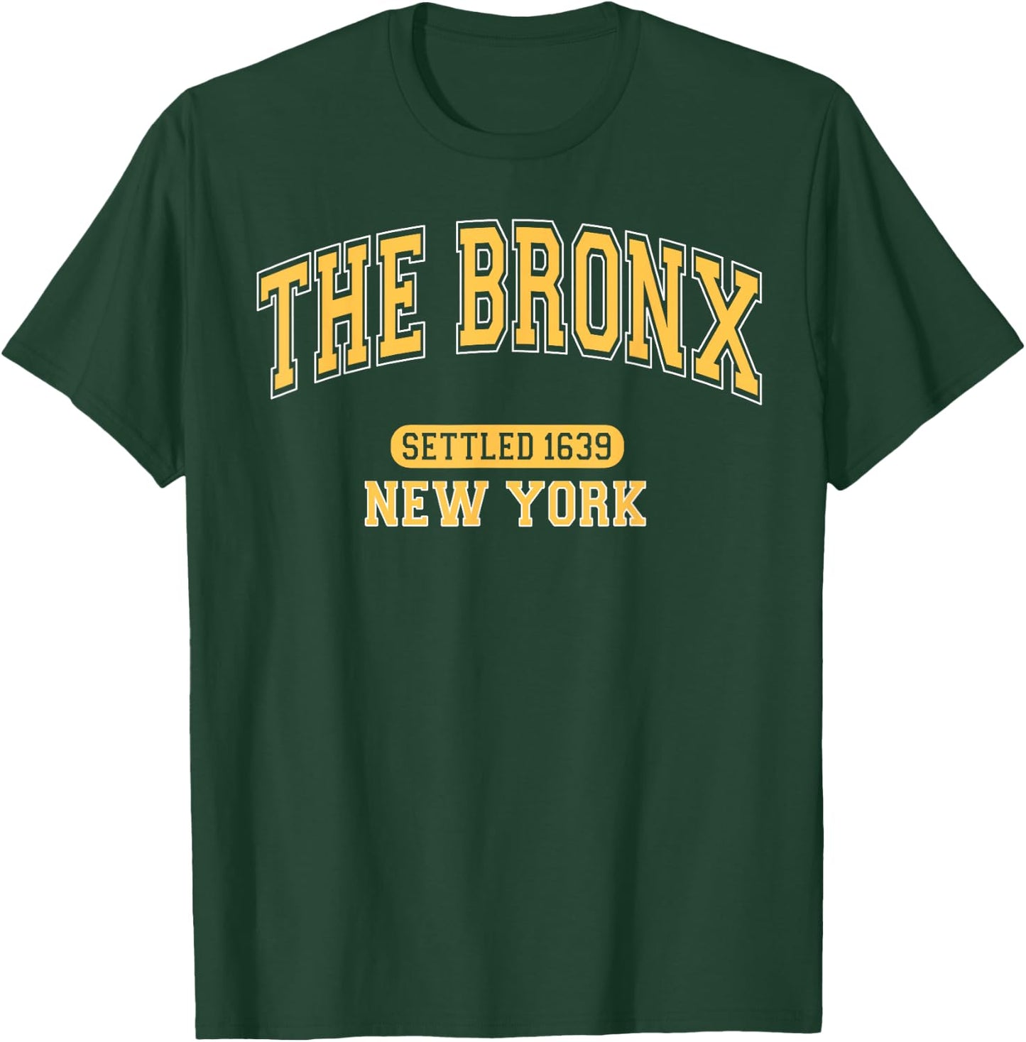 The Bronx New York Settled 1639 Vintage Sports Arched Yellow T-Shirt - T-Shirt | Forest