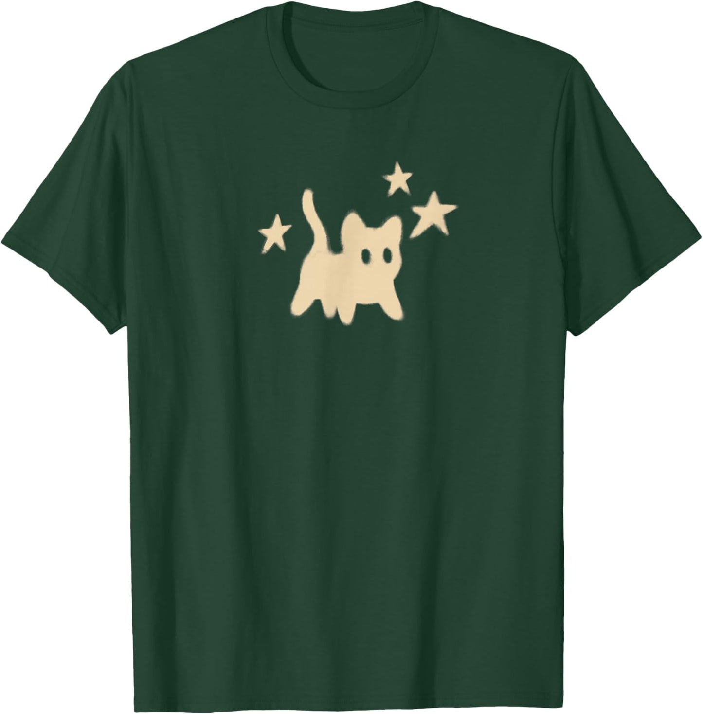 90s Y2K Scary Tomcat Cat is Scared under Starry T-Shirt - T-Shirt | Forest