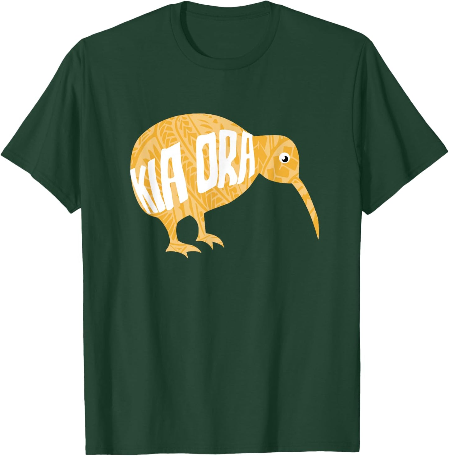 New Zealand Kiwi Bird Tribal Pattern Kia Ora Be Well Gift T-Shirt - T-Shirt | Forest