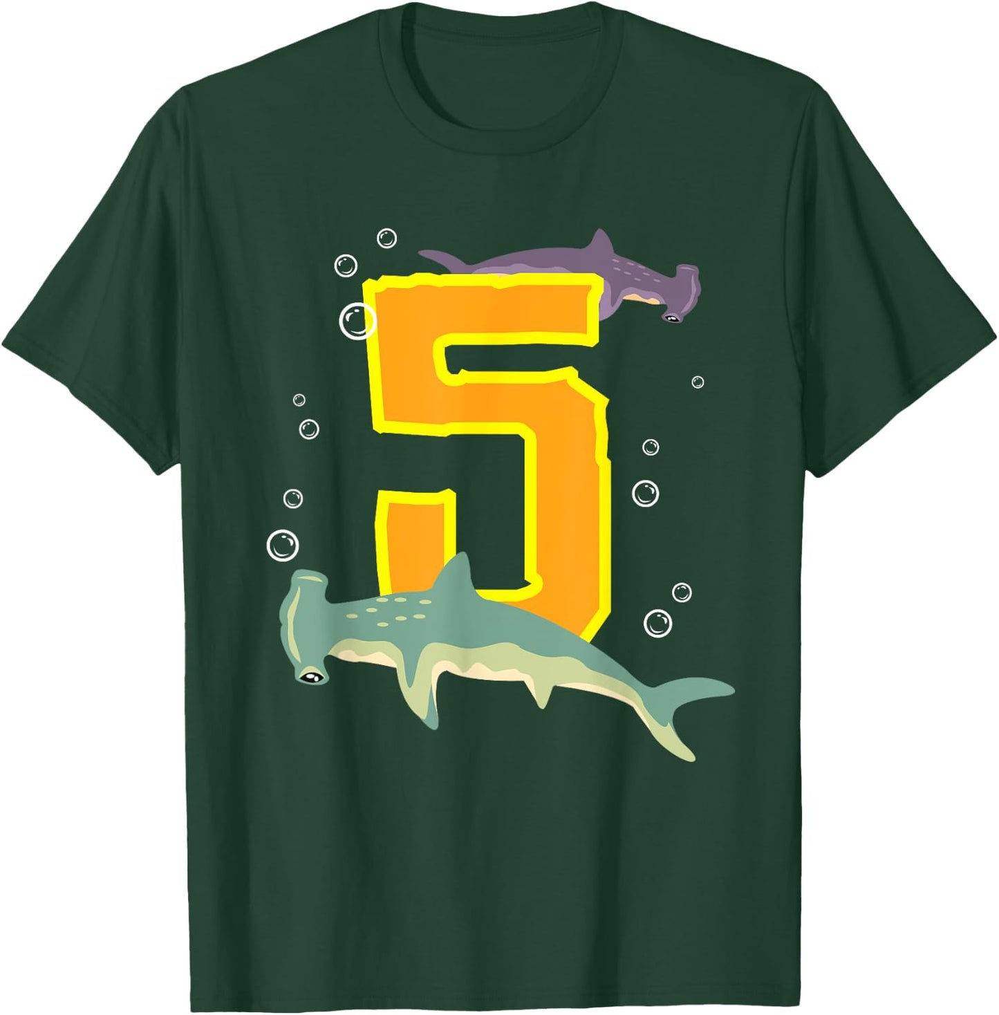 Hammerhead Shark Lovers 5 Year Old Kids Birthday T-Shirt - T-Shirt | Forest