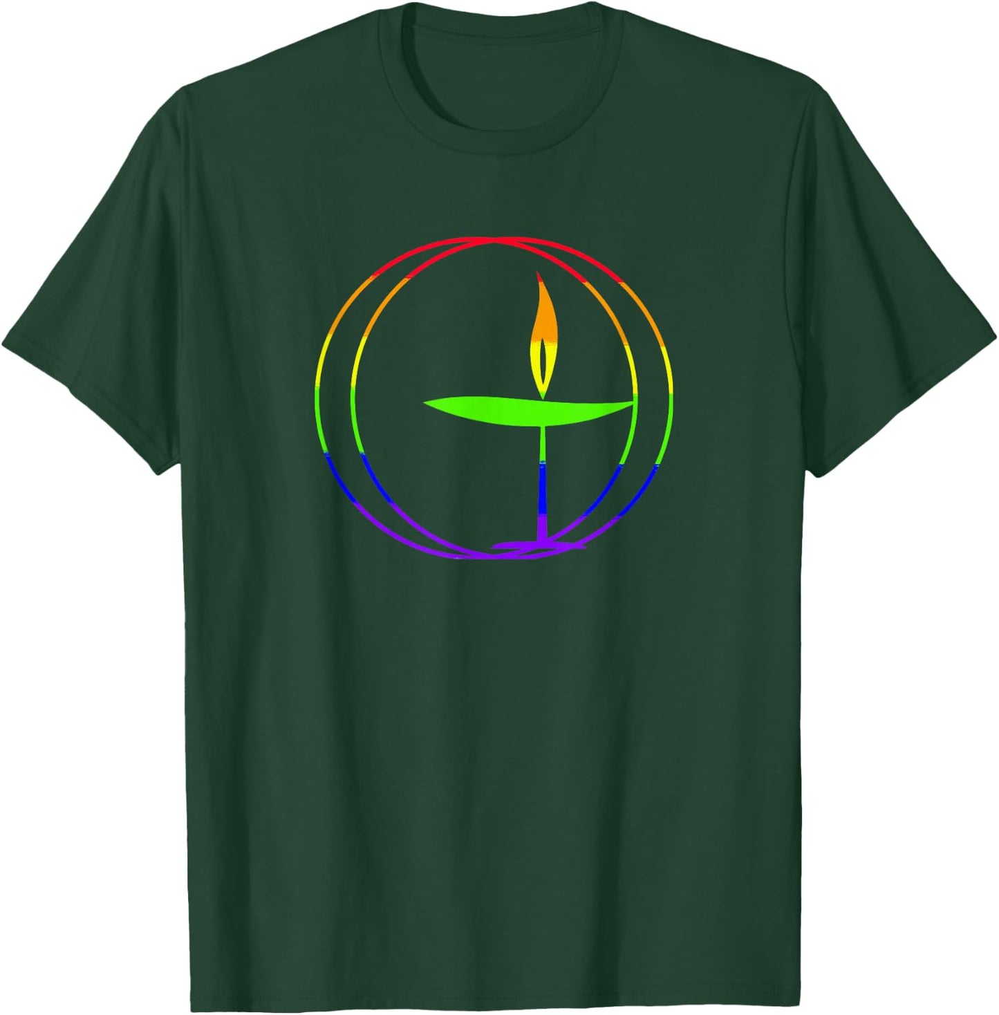 Unitarian Universalist Shirt, Colorful Flaming Chalice Shirt T-Shirt - T-Shirt | Forest