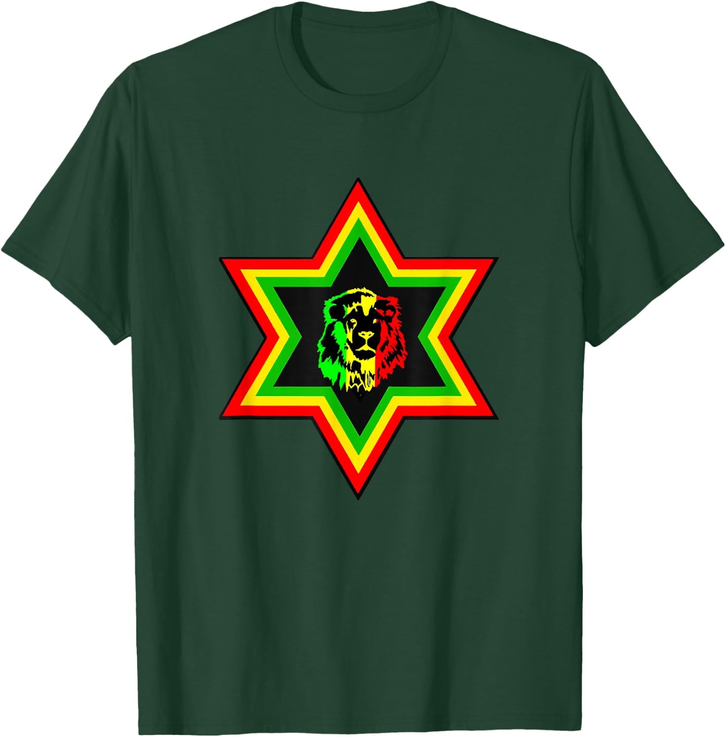 Rasta Star of David Lion of Judah T-Shirt - T-Shirt | Forest