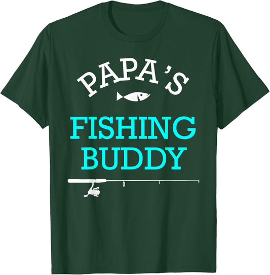Papas Fishing Buddy Cute Kids Gift T-Shirt - T-Shirt | Forest