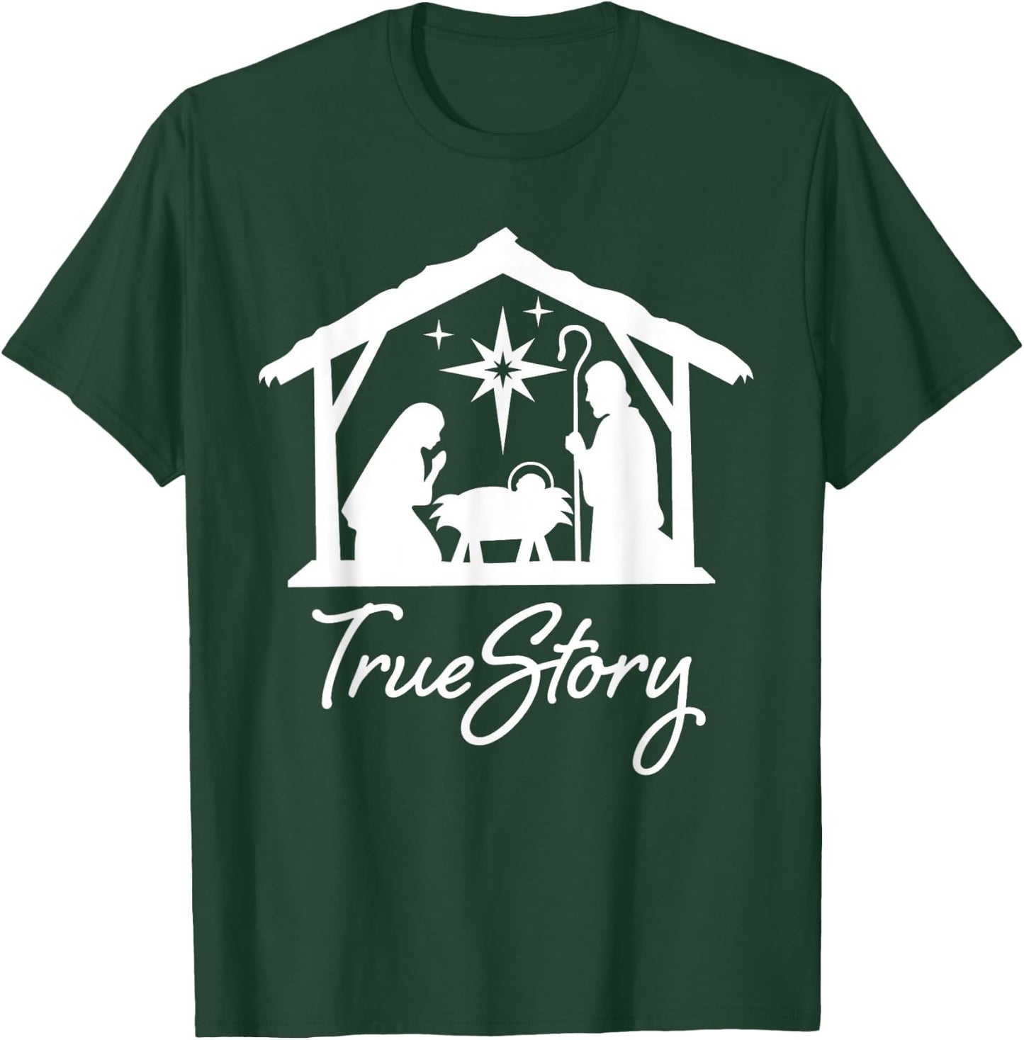 Christian Religious Christmas Nativity Scene True Story T-Shirt - T-Shirt | Forest