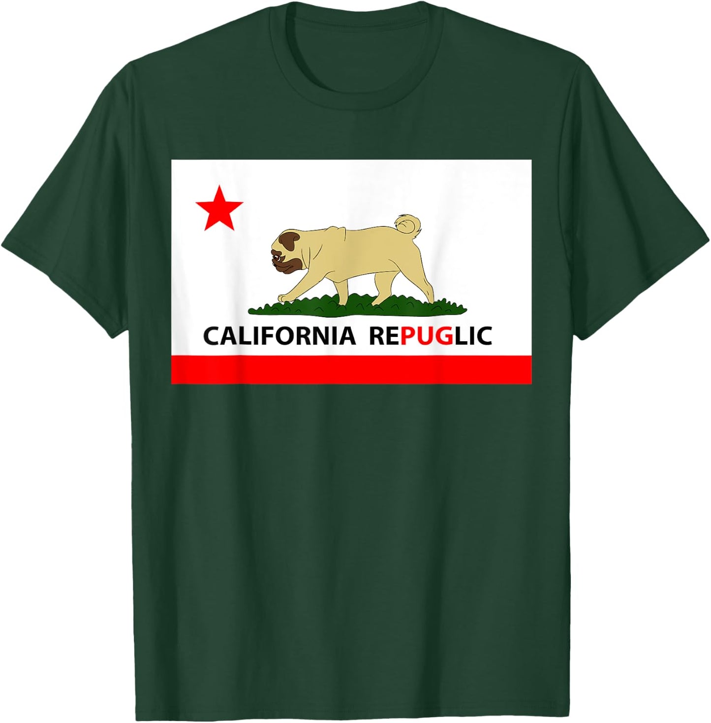 California Republic Pug T-Shirt - T-Shirt | Forest