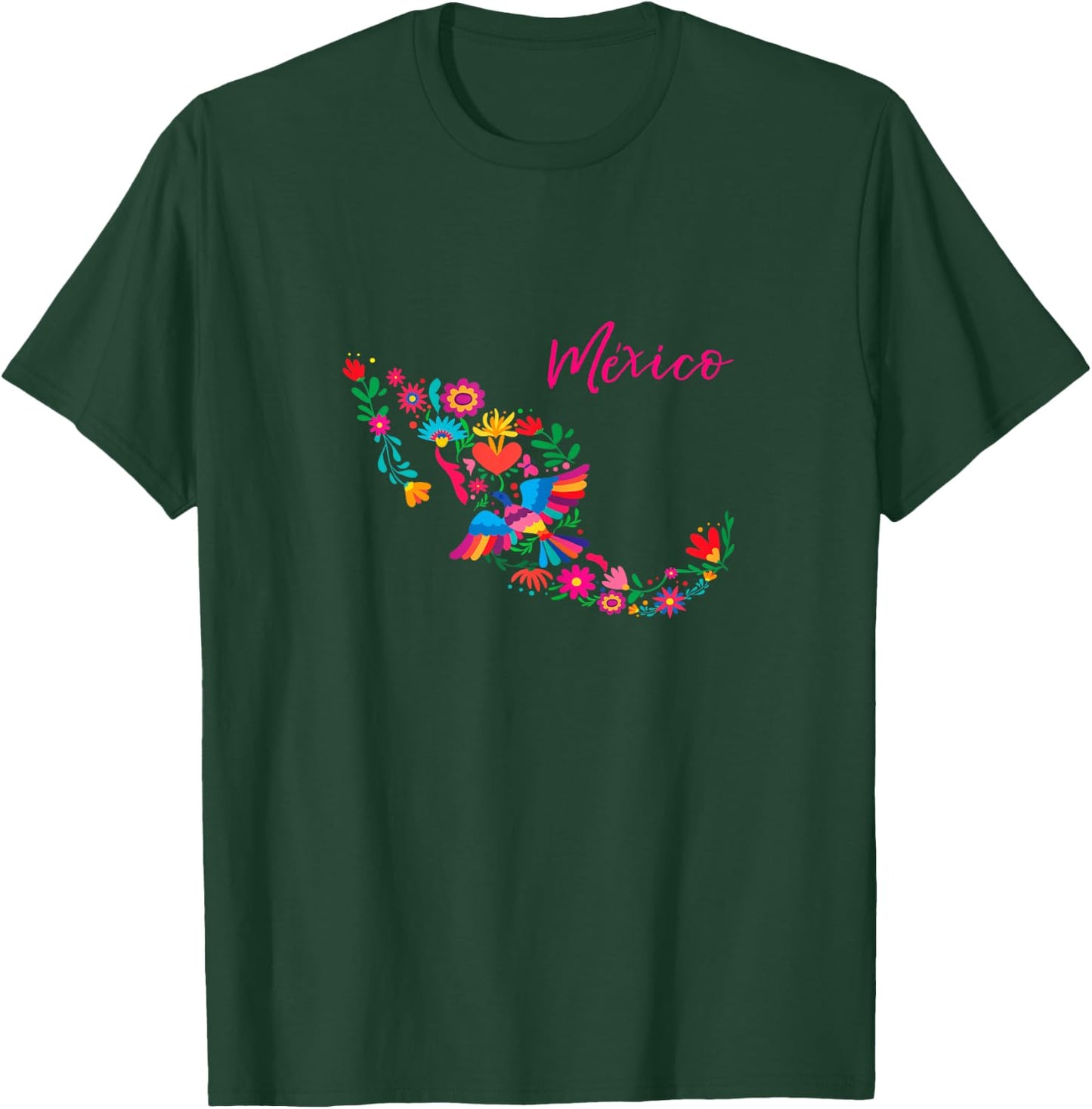 Otomi Mexican Floral Card T-Shirt - T-Shirt | Forest