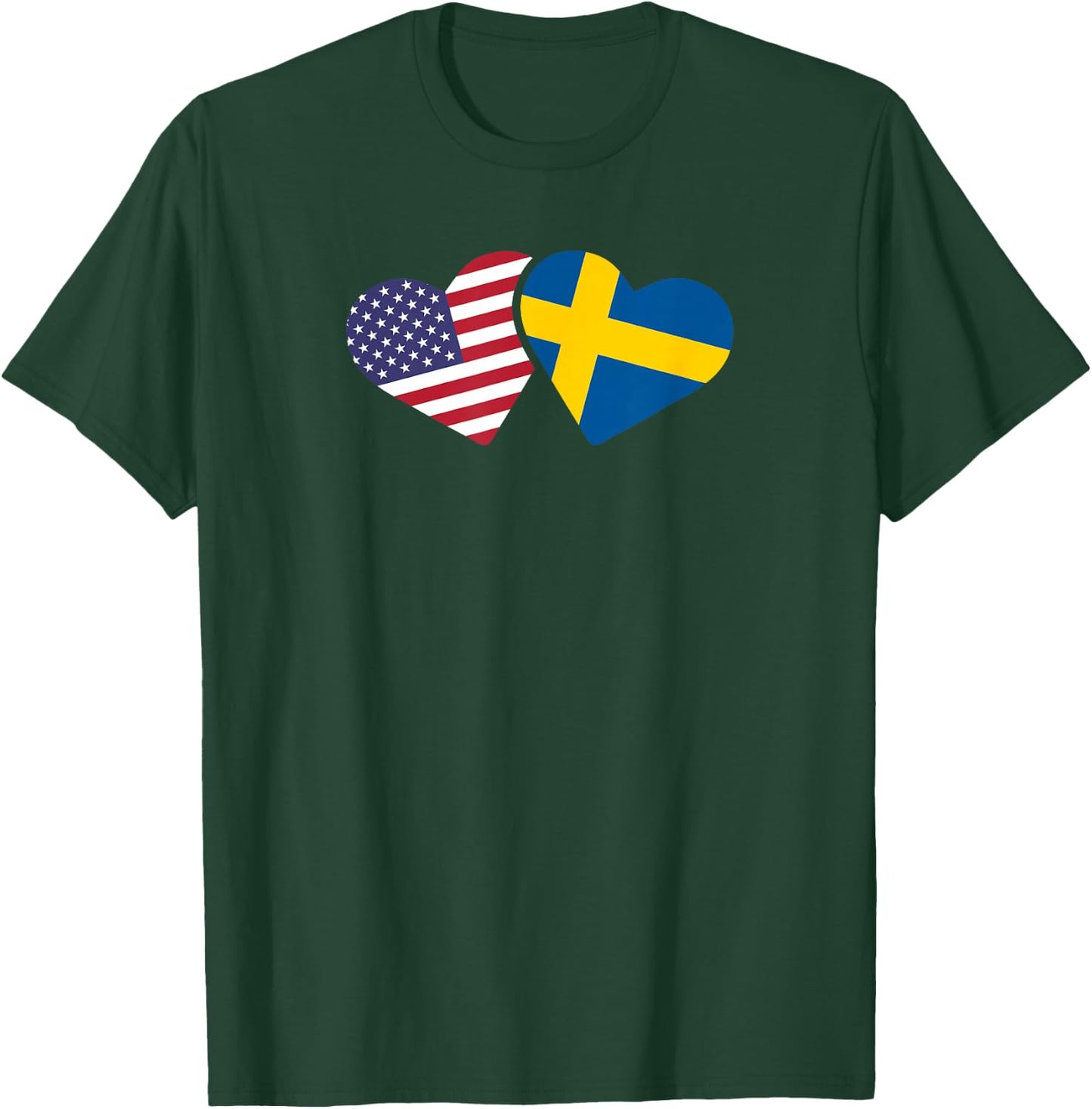 Sweden USA Flag T Shirt Heart Swedish American Love Roots T-Shirt - T-Shirt | Forest