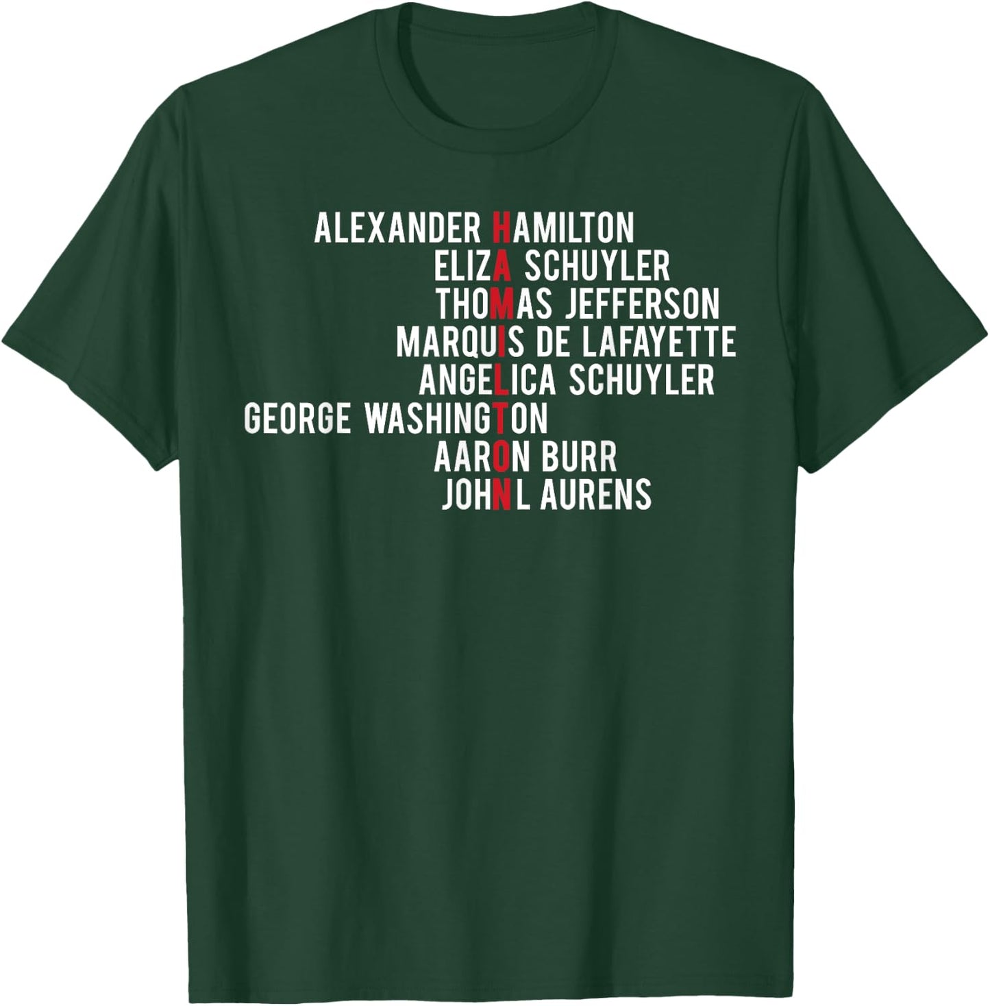 Hamilton, Eliza, Jefferson, Angelica, & Burr Names Shirt T-Shirt - T-Shirt | Forest