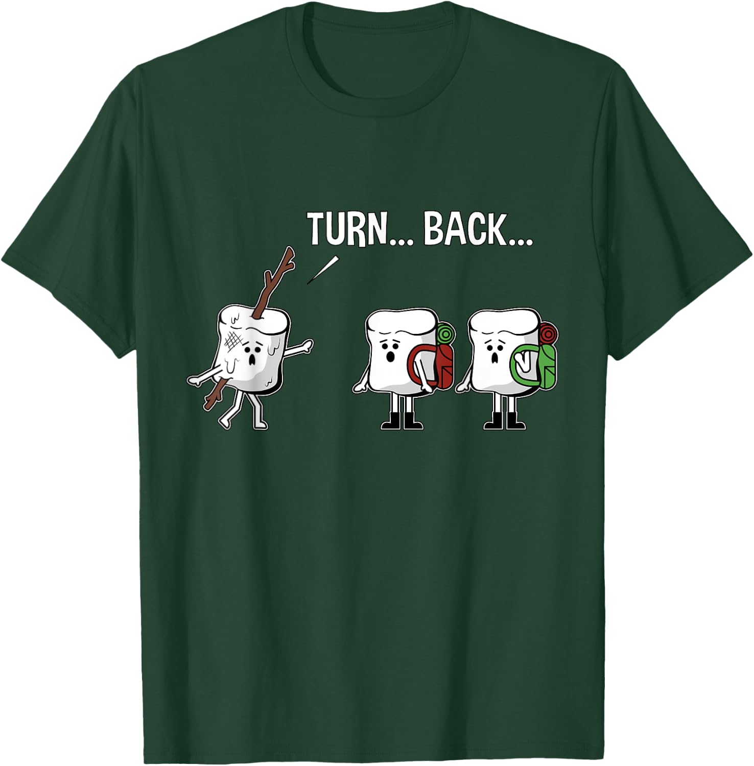 Turn Back Roasted Marshmallow On A Stick Fun Horror Graphic T-Shirt - T-Shirt | Forest