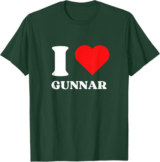 I Love Gunnar I Heart Gunnar Name Y2k Valentines Day T-Shirt - T-Shirt | Forest