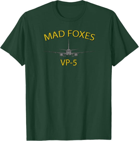VP-5 Patrol Squadron 5 Mad Foxes P-8 Poseidon Airplane T-Shirt - T-Shirt | Forest