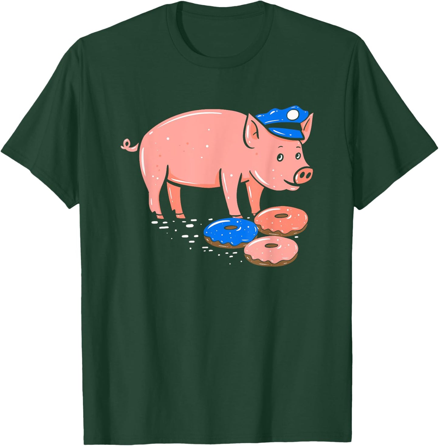 Pig Cop T Shirt | Funny Police Officer Doughnut Gift T-Shirt - T-Shirt | Forest