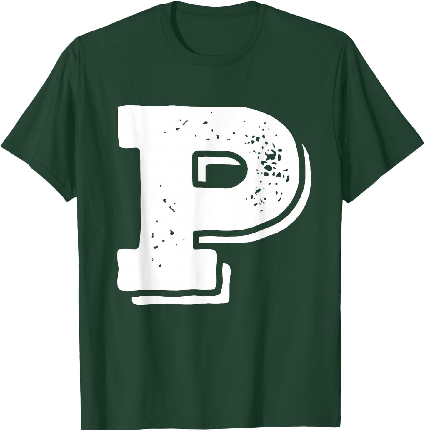 Letter P Capital Alphabet College Varsity Monogram Club T-Shirt - T-Shirt | Forest