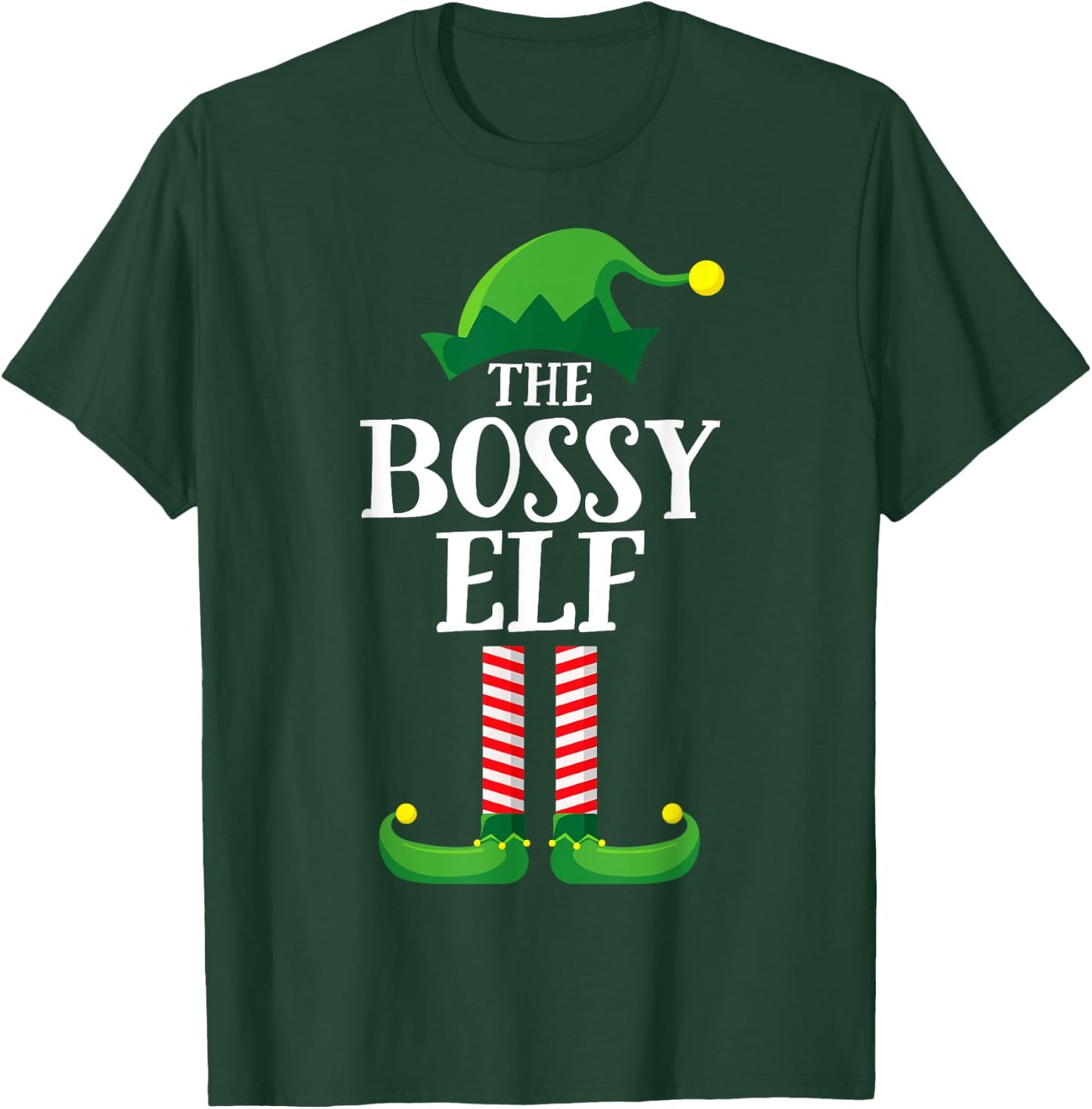 Bossy Elf Matching Family Group Christmas Party Pyjamas T-Shirt - T-Shirt | Forest