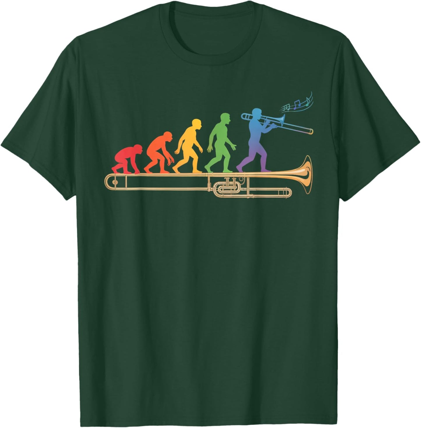 Trombone Human Evolution Marching Band Jazz Music Trombone T-Shirt - T-Shirt | Forest