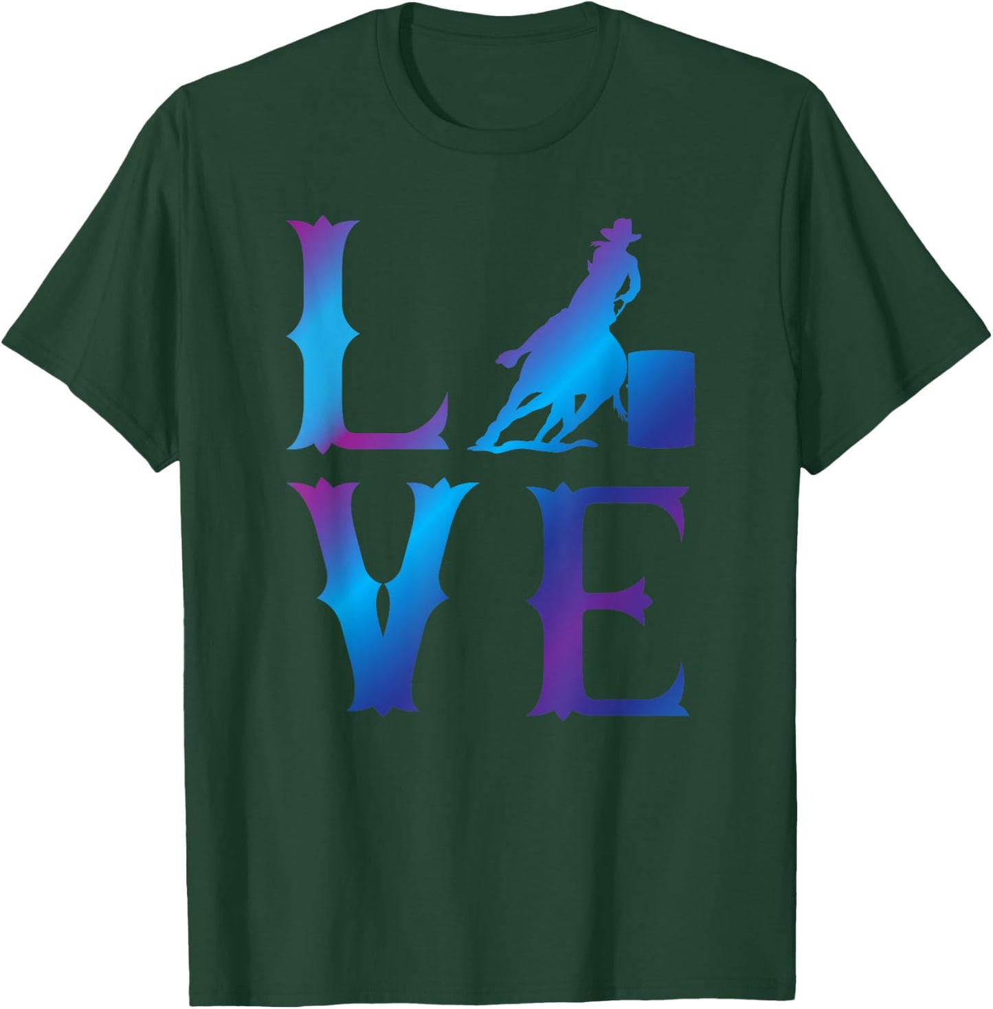 Rodeo Barrel Racing LOVE Distressed Blue T-Shirt - T-Shirt | Forest