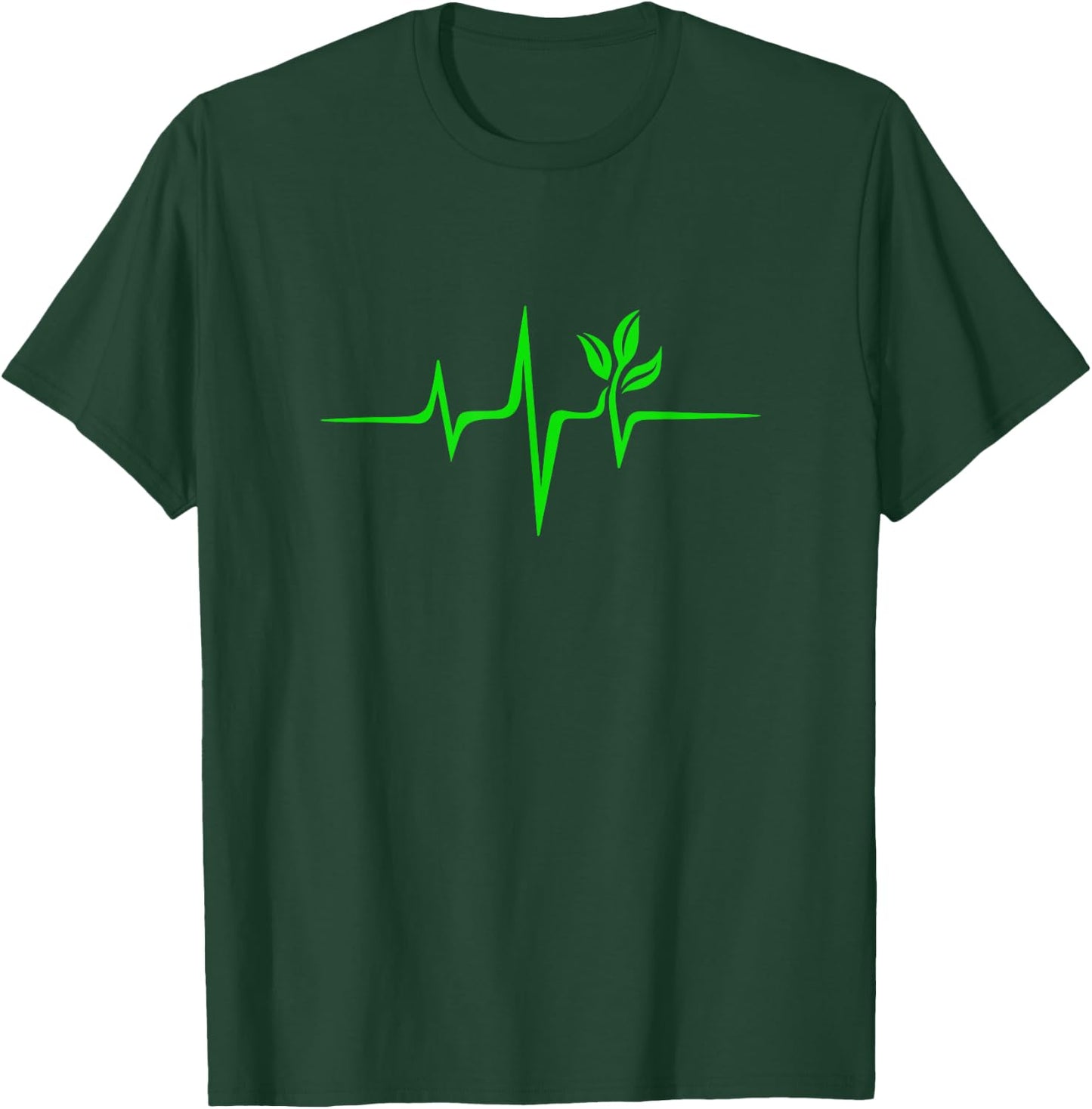 Pulse Green Heartbeat Vegan Plant Tree Environment T-Shirt - T-Shirt | Forest