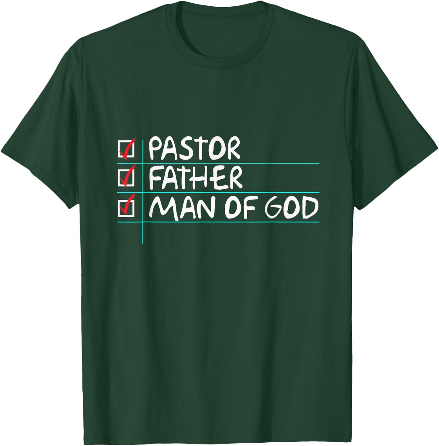 Fathers Day Gift From Church Pastor Dad Man of God T-Shirt - T-Shirt | Forest