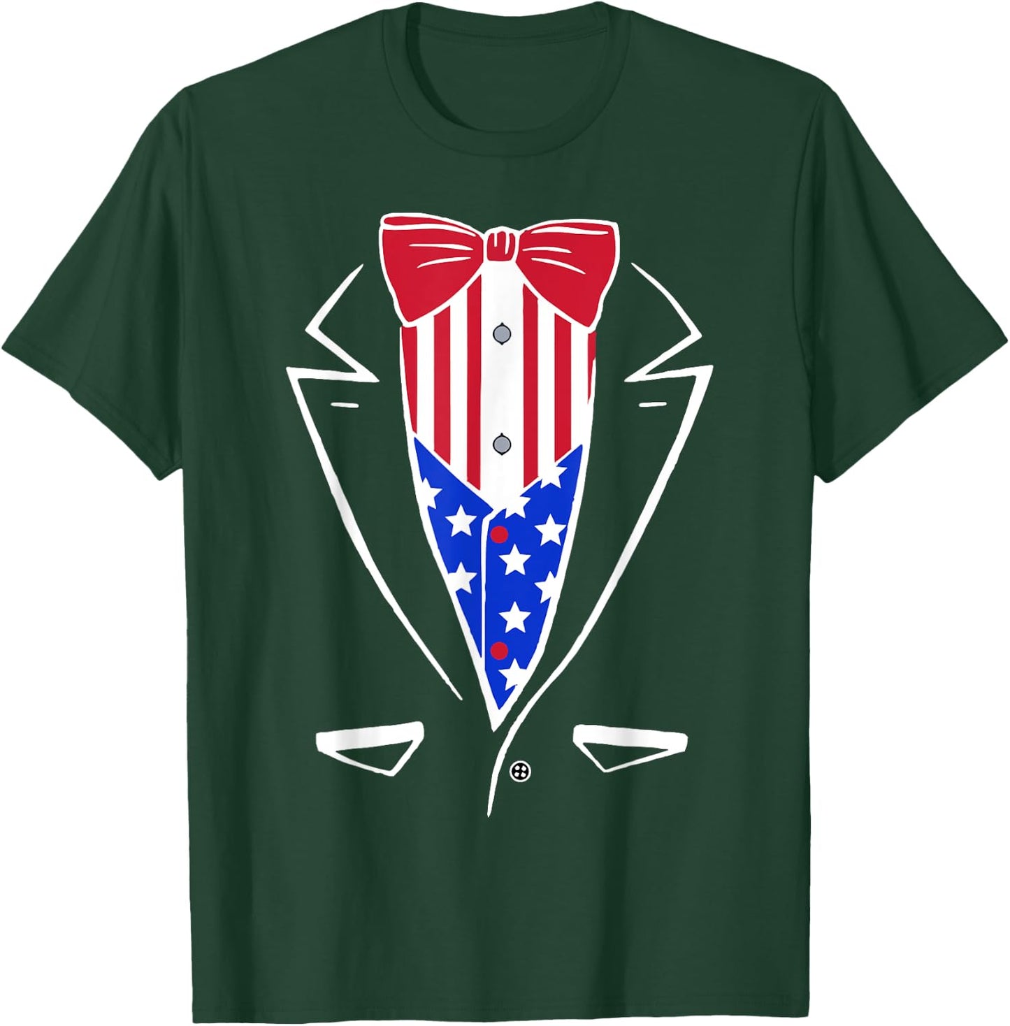 USA Pride American Flag Tuxedo Women Kids Men T-Shirt - T-Shirt | Forest