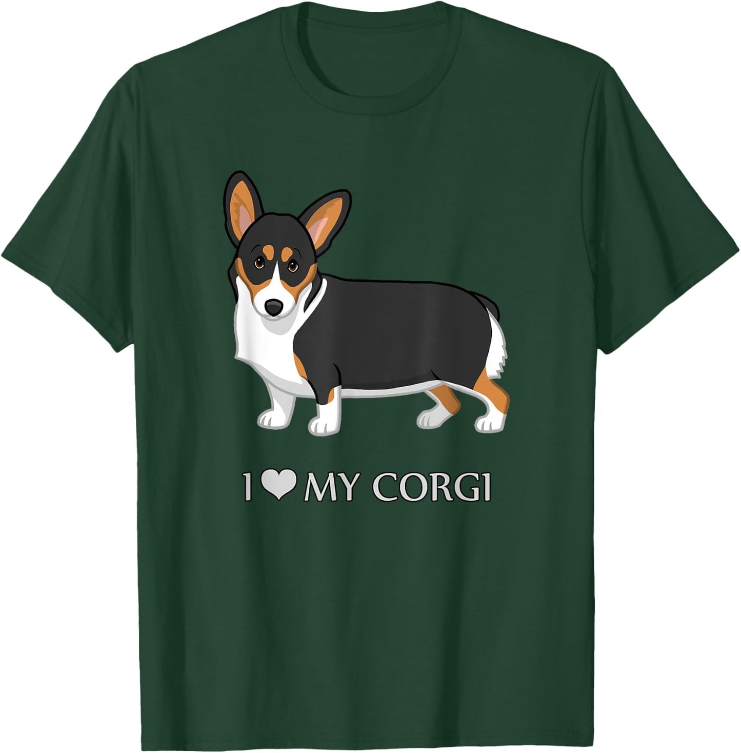 Black Tricolor I Love My Pembroke Corgi Dog Lovers Men Women Girls Kids T-Shirt - T-Shirt | Forest