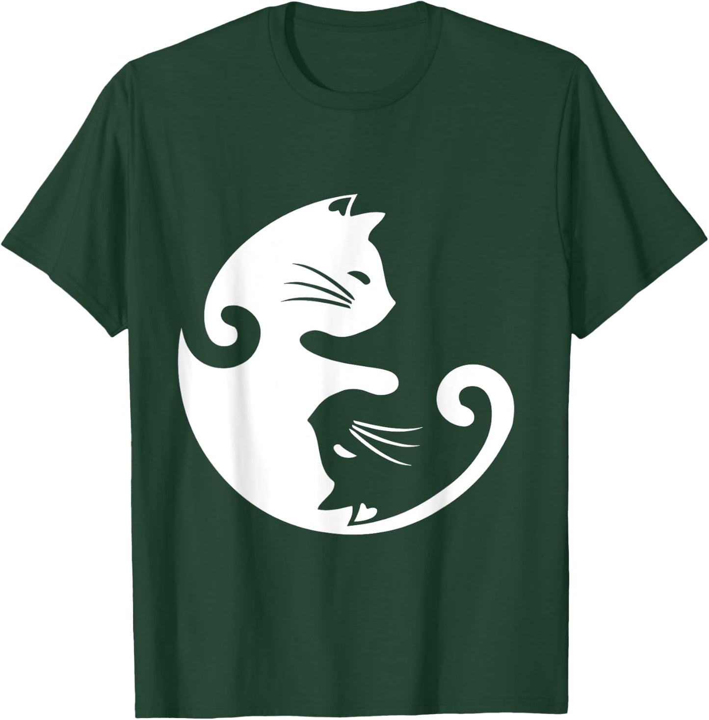 Cat Ying Yang Shirt Spirituality Meditation Yoga Gift Men Women Girls Kids T-Shirt - T-Shirt | Forest