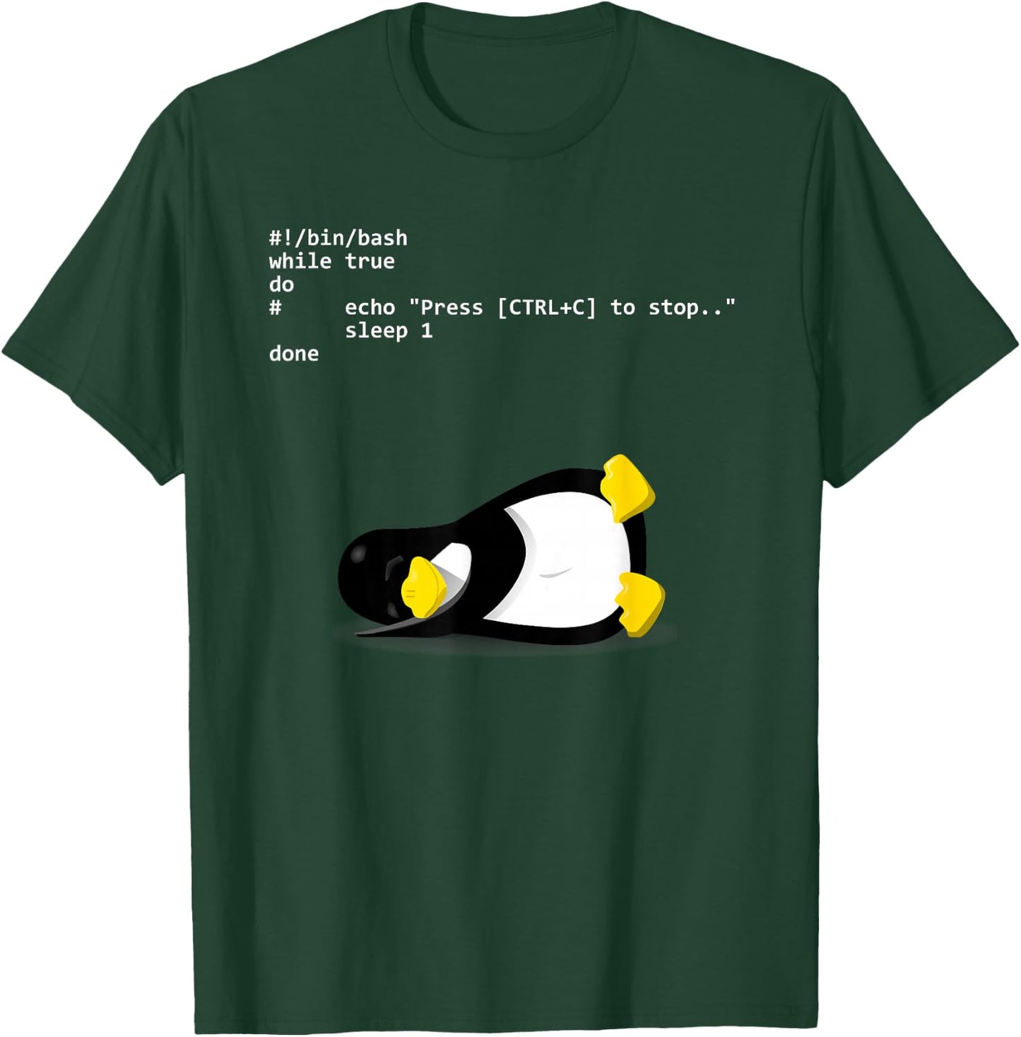Sleeping Tux Loop Linux Geek Nerd Penguin T-Shirt - T-Shirt | Forest